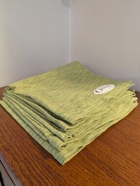 Crate & Barrel Cotton Dinner Napkins 6 Lime Reusable Washable Table Linens New